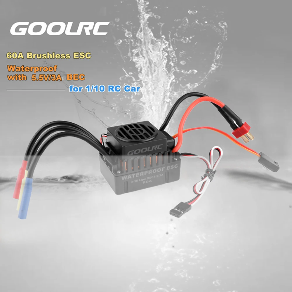 GoolRC Upgrade Waterproof 3650 4300KV Brushless Motor with 60A ESC Combo Set for 1/10 RC Car Truck