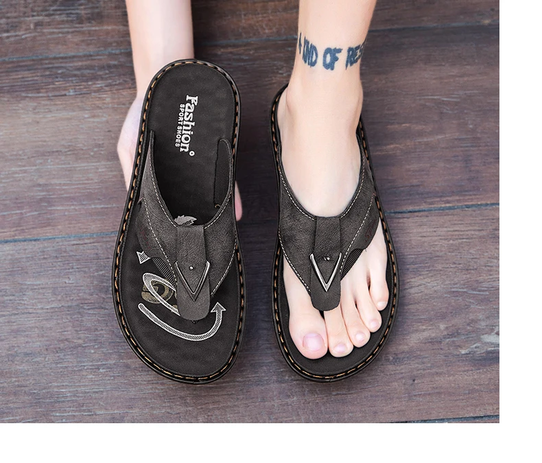 Flip-Flops Summer Classic High-Quality Fashion Soft-Sole Non-Slip Comfort Breathable Light Outdoor Men's Casual Walking Slippers