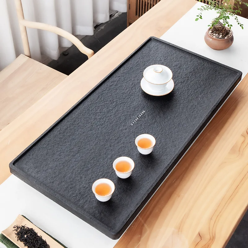 Natural Ebony Stone Tea Tray Home Simple Size Tea Table Stone Modern Living Room Kung Fu Tea Set Tray Home Gift