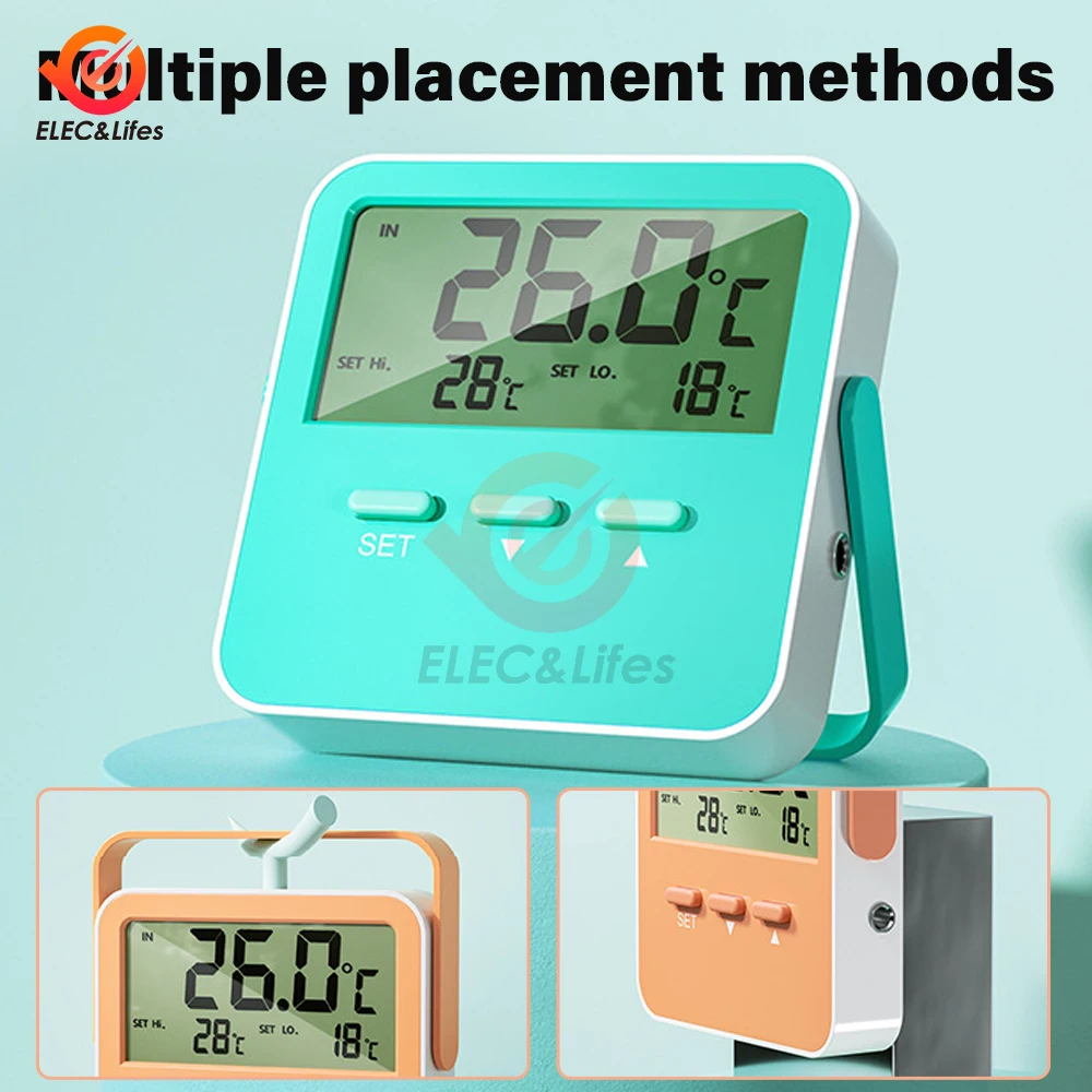 Mini termômetro digital LCD usado para temperatura do freezer do tanque de peixes - 50-70 ℃   sensor de temperatura interno e externo para geladeira