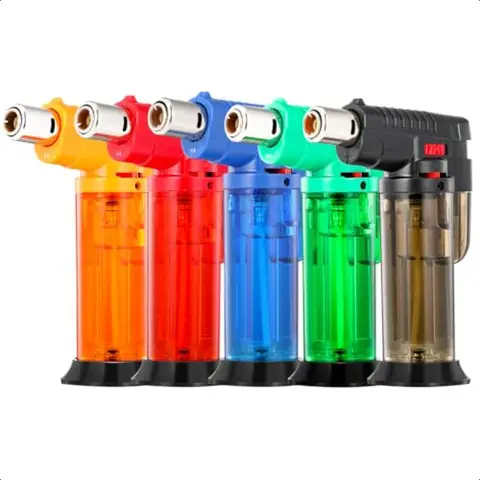 5 Pack Jet Torch LighterButane Refillable Gas Lighter Windproof Blow Torch Lighters for Candle Camping Fireplace BBQ Grill Kitc