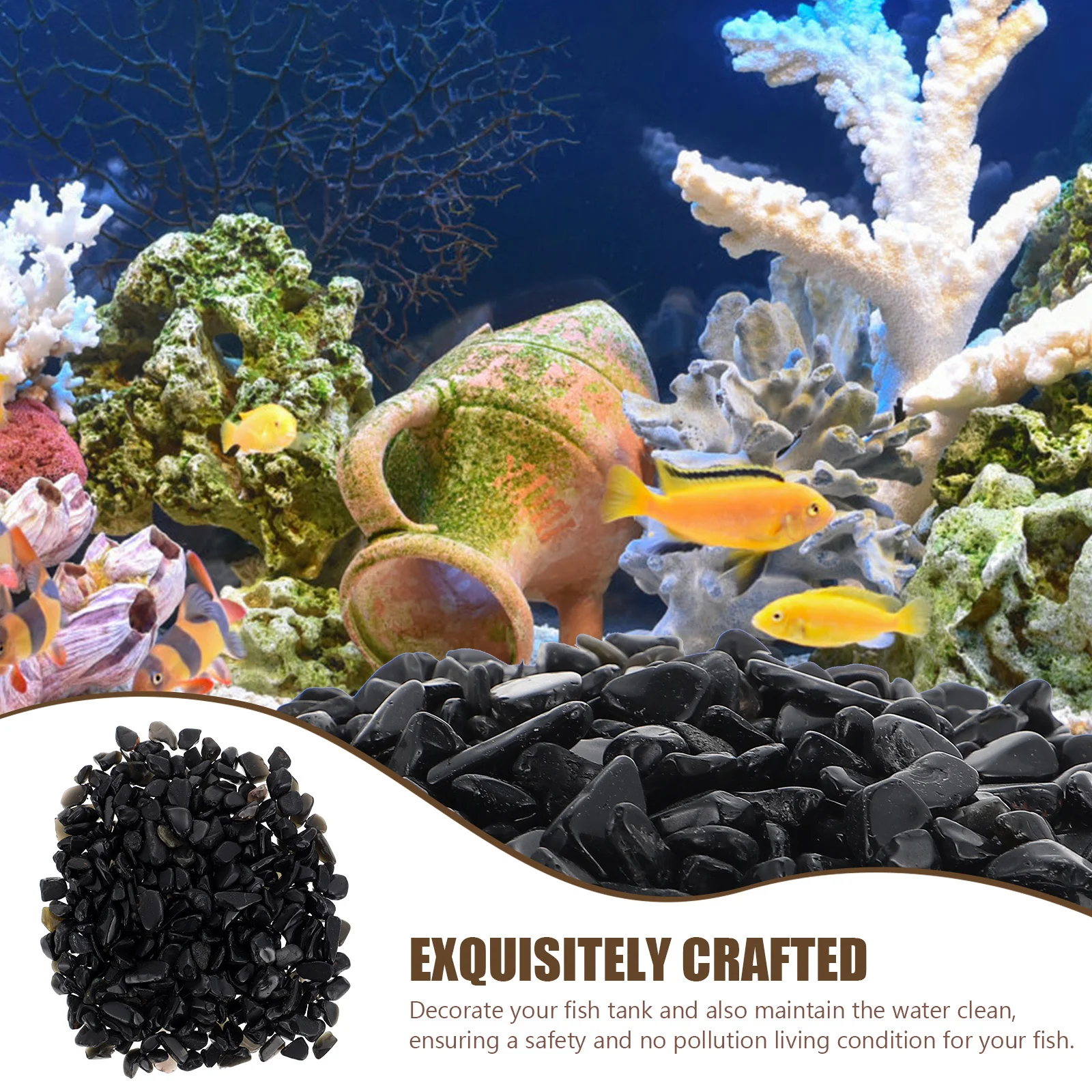

1 Set Black Obsidian Gravel For Aquarium Decor Fish Tank Supply Decorative Rocks Desktop Aquatic Plants Ornament Garden Stone