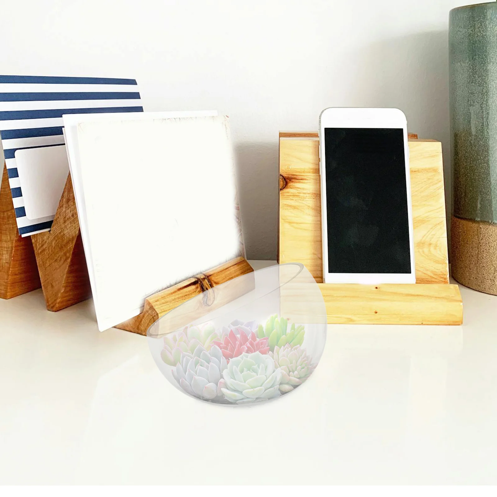 

Glass Hydroponic Vase for Succulents Semicircular Clear Planter Soil Free Plant Growing Container for Indoor Spaces Minimalist