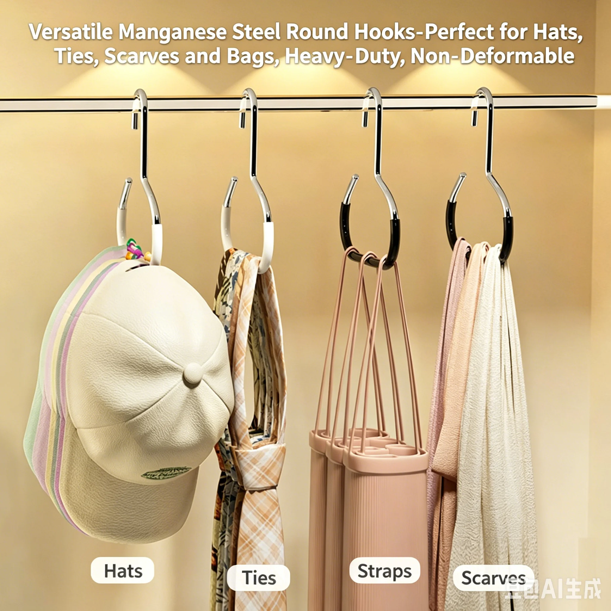 1/5pcs Versatile Steel Non-slip Round Hanger Hook Perfect for Hats Ties Scarves&Bags Towel Strong Load-Bearing Non-Deformable