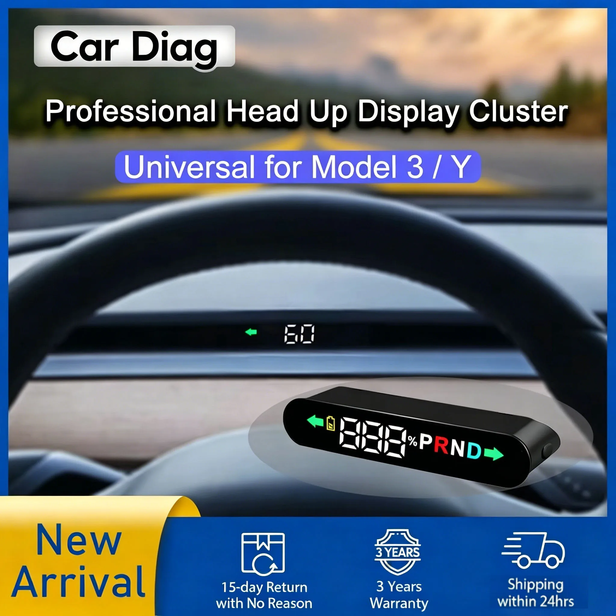 2026 Updated Super Mini Cluster New Y Juniper Air Vent Hidden Speed HUD Display Model 3 Highland Gear Truning Signal All M3 MY