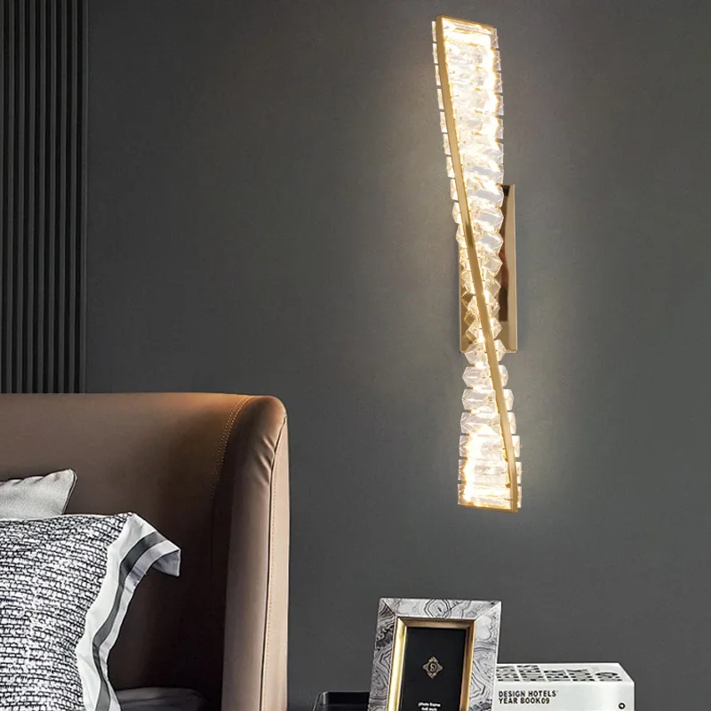 Postmoderne kristallen LED-wandlamp, luxe lamp voor slaapkamer, villa, hotel, woonkamer, gangdecor - afbeelding 2