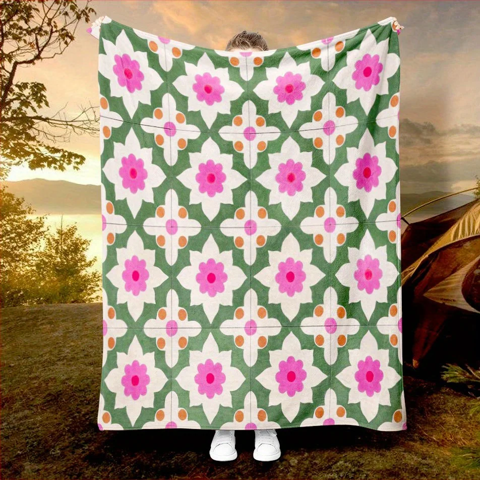 Vintage Floral Meadow Blanket Reversible Flannel Throw for Cottagecore Charm AllSeason Comfort Nostalgic Beauty Gift