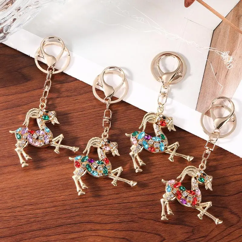 Sparkly Gold Plated Sheep Keychain With Colorful Rhinestones Perfect For Bag