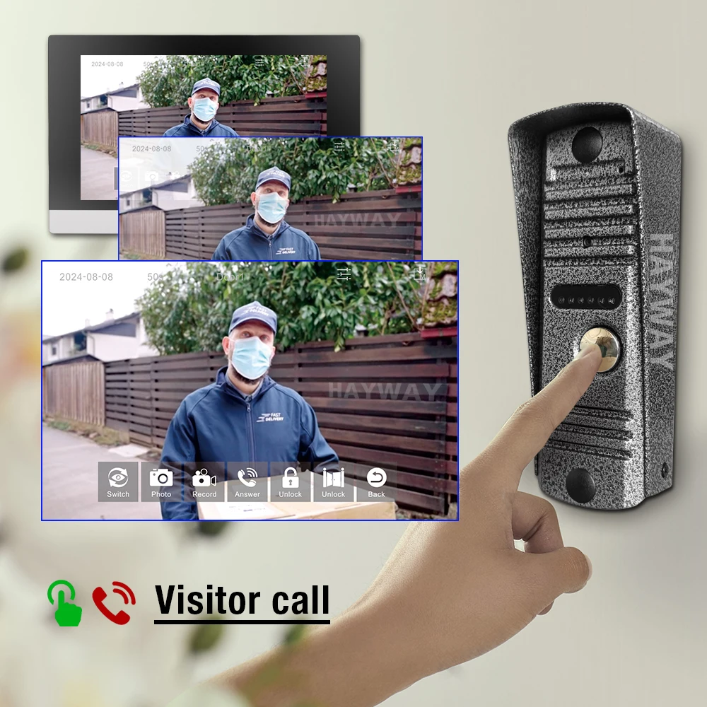 Tuya Wireless IPS 10 " touch screen 1080P camera video intercom kit, with mobile detection, ID access control unlocking,