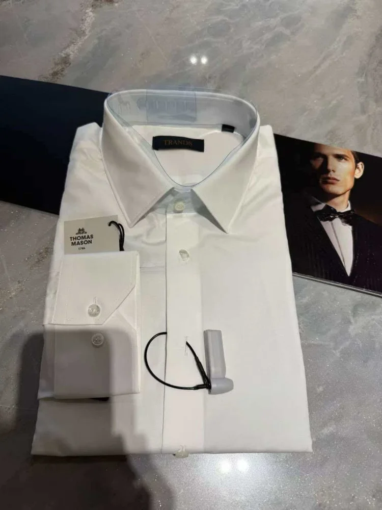 

Мужская рубашка с длинным рукавом Pure White TRANDS Brand, из хлопка, деловой стиль, дышащая, комфортная, для ношения под одеждой