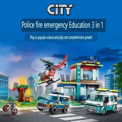 City Series Emergency Rescue Center 60371 Fire Police Helicopter Boys Assembling Building Blocks Toys Children's Christmas Gifts