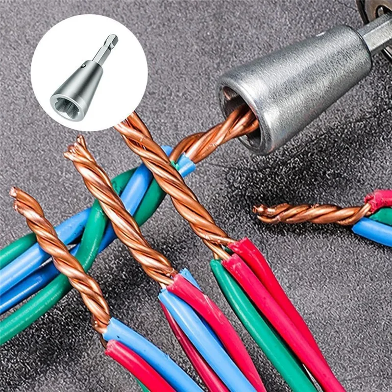 

AA76-4 PCS Electrician's Fast Automatic Paralleling Device Silver Metal Wire Twister Tool For Drill