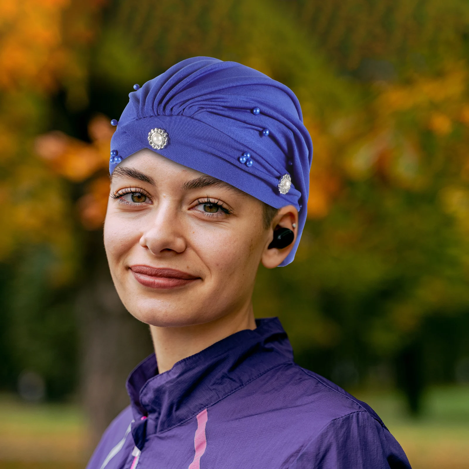 

Floral Beaded Turban Hat Women Cotton Bonnet Hair Wraps Knot Scarf Cap African Headpiece Sleep Chemo Party Hair Turbans Women