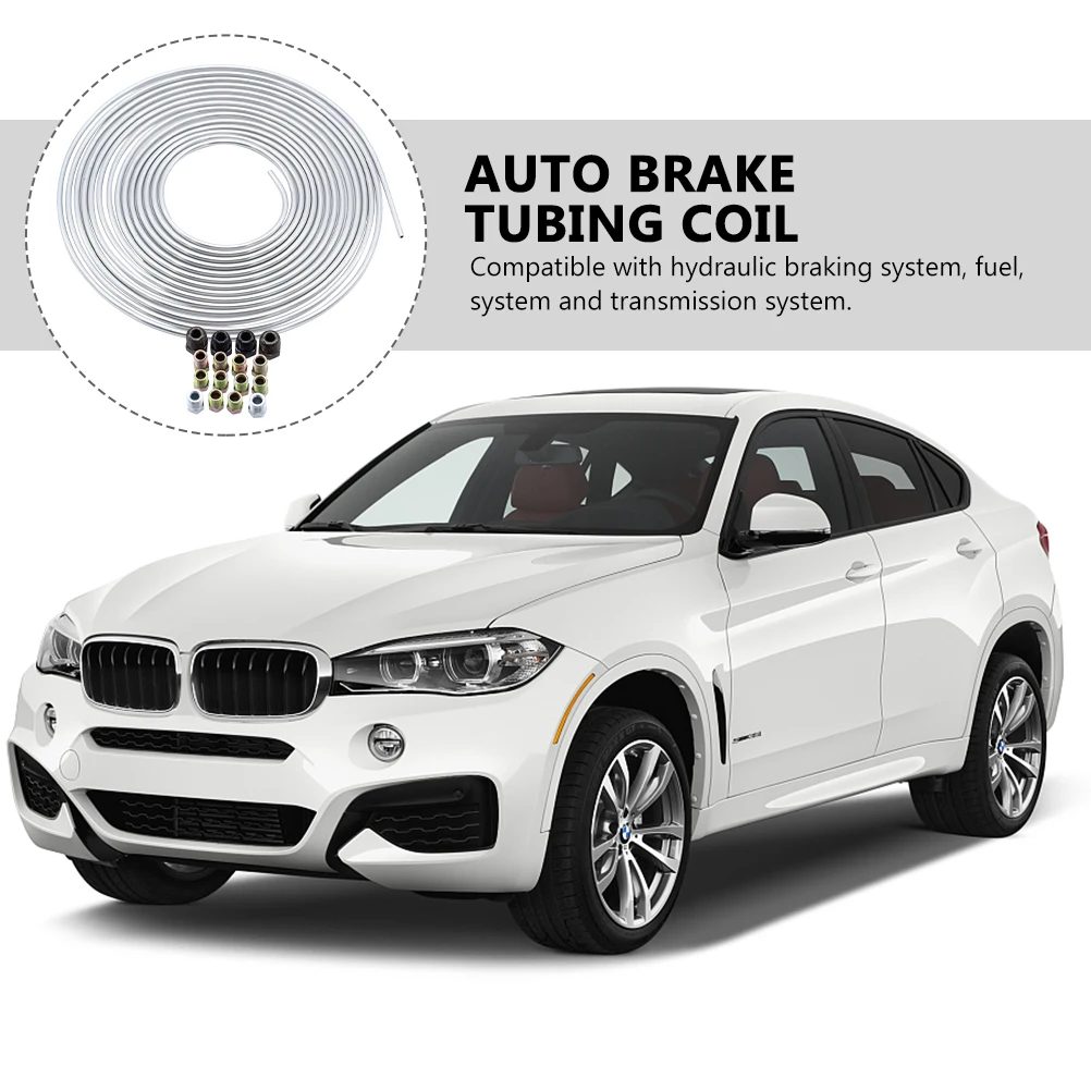 

1 set 25ft Steel Brake Line Tube Kit Flexible Corrosion-Resistant Coil Sleeve for Car Hydraulic System Vehicle Transmission Fuel