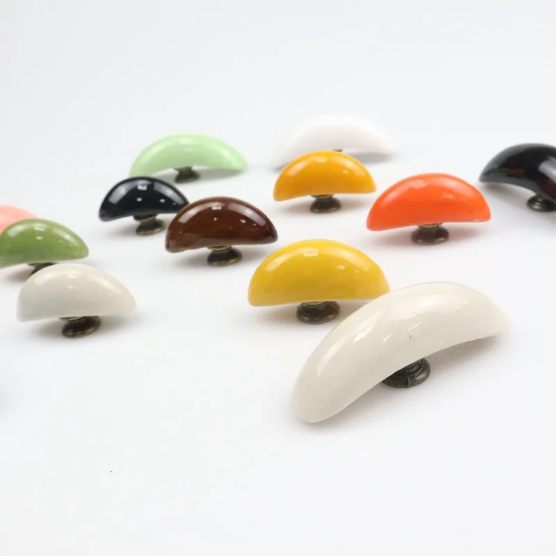 Moon Bay ceramic cabinet door handles, solid wood furniture drawer pulls, pull handles for wardrobes without drilling holes
