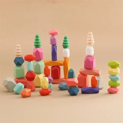 Baby Wooden Rainbow Blocks Loose Parts Toys Wooden Balance Stacking Montessori Toys Children Nordic Sensory Toy Children Gifts