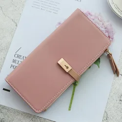 On Sales!! Women Long Section Wallets PU Leather ID holders Large Capacity Purse Solid Color Wallet Cute Bag