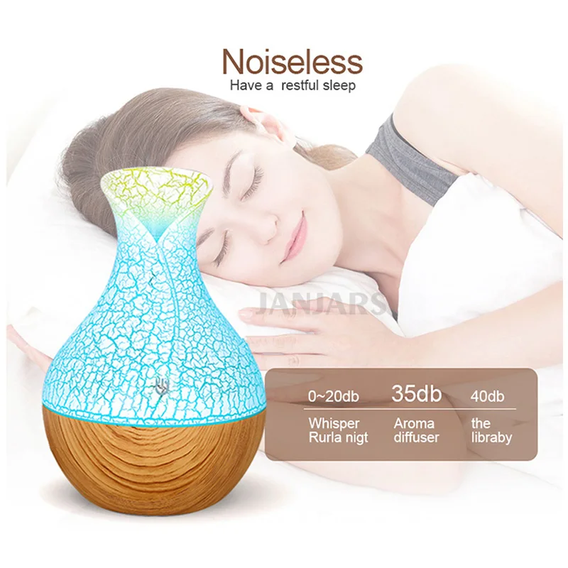 Mute fog measure wood grain vase humidifier Home bedroom indoor office night light ultrasonic humidifier image 4