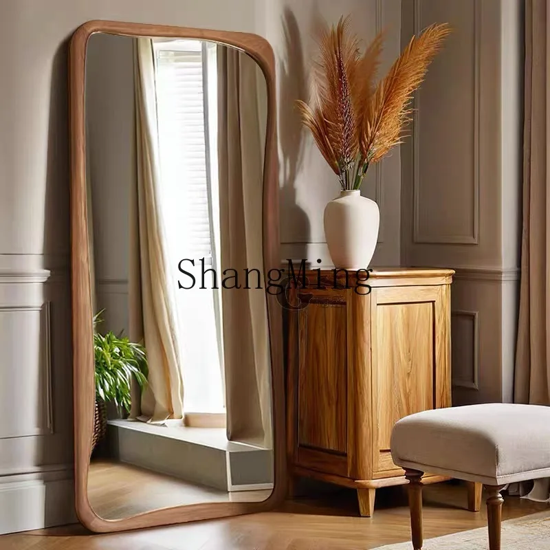 

ZYY all-solid wood tempered full-body mirror home bedroom living room full-length mirror clothing store fitting mirror