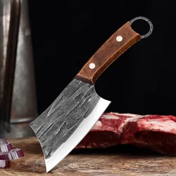 Cuchillo de deshuesado de acero inoxidable, cuchilla forjada para carne, rebanador de verduras, cuchillo de pescado, cuchillos de cocina pequeños con mango de madera