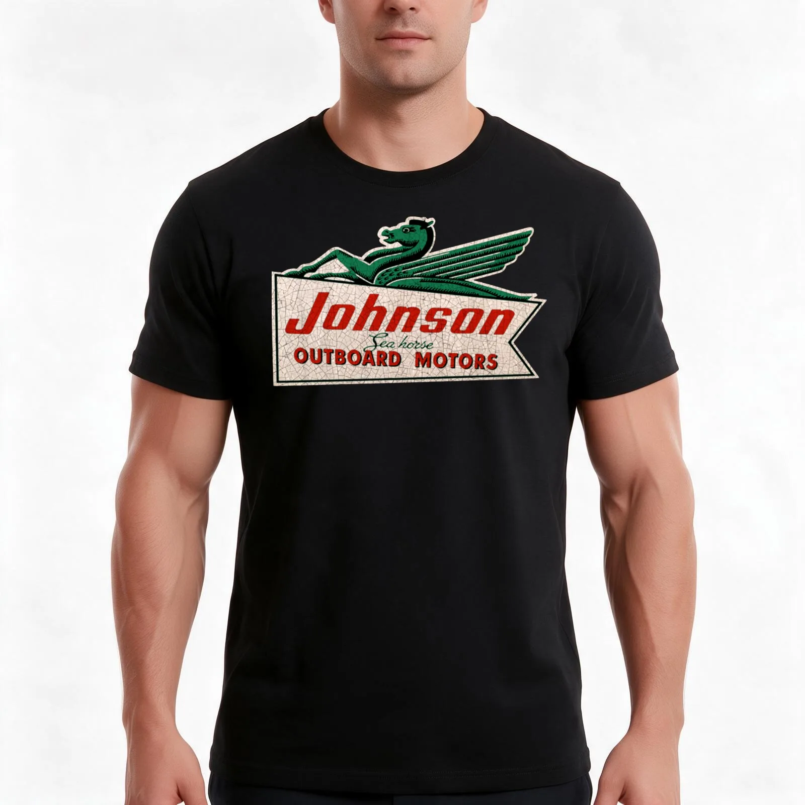 JOHNSON VINTAGE OUTBOARD MOTORS USA T-Shirt, Summer Casual Cotton Tee, Oversized Streetwear Tops, Vintage Graphic Print