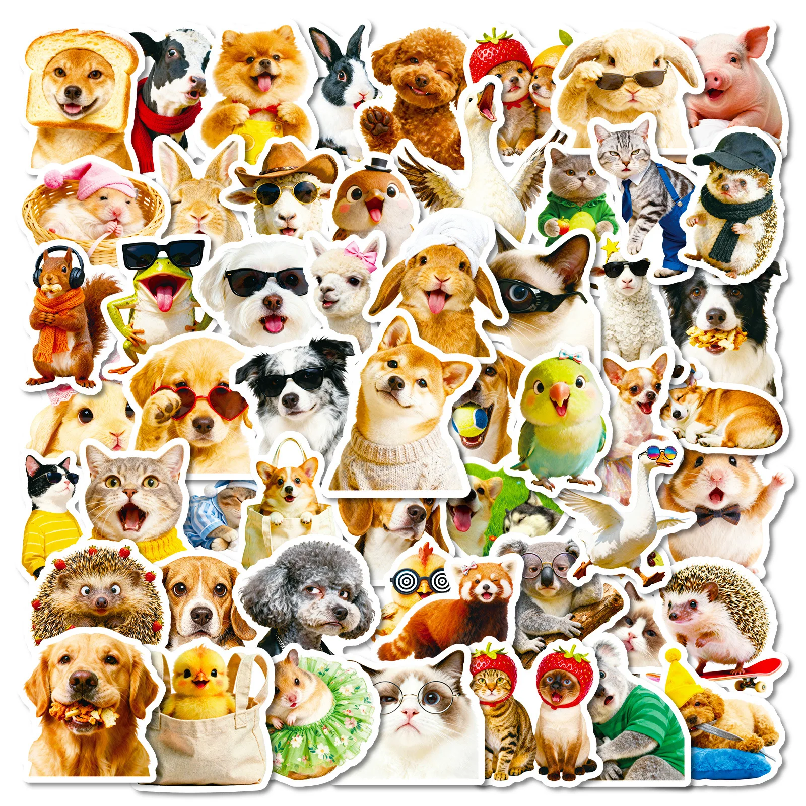56PCS Hunde Meme Nette Aquarell Tiere Graffiti Aufkleber Cartoon DIY Skateboard Telefon Fall Laptop Wasserdicht Coole Aufkleber Aufkleber