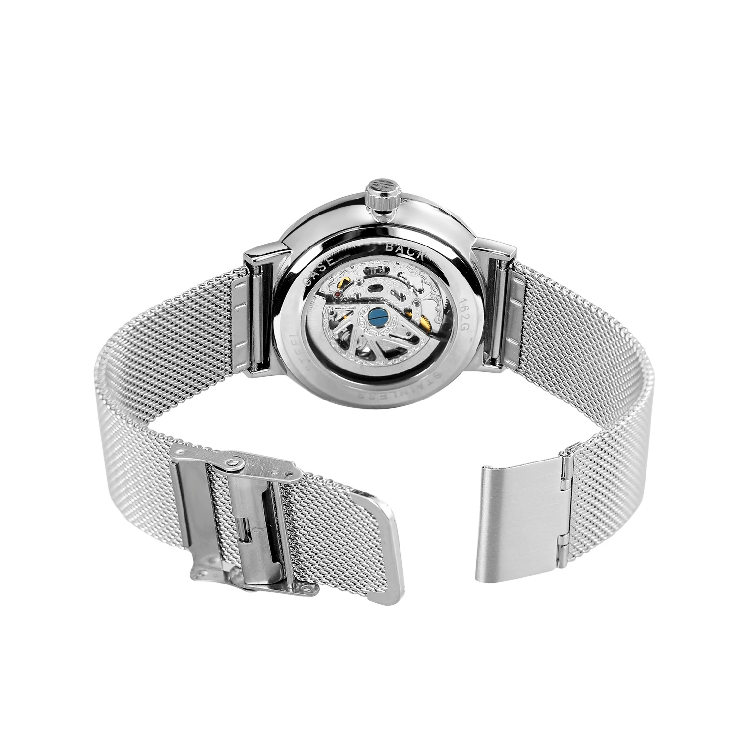 Forsining-Montres mécaniques automatiques pour hommes, modules évidés, ceinture en maille étanche, décontracté, nuit, crâne, lueur, marque supérieure, mode