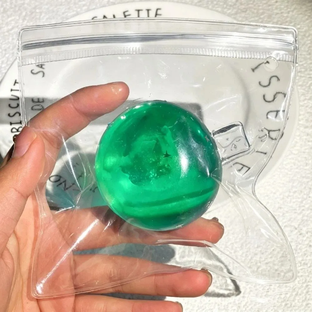 Blue Fidget Squishy Toy Soft Transparent Maltose Squishy Ball Clear Jelly Slow Rising Ball Quick-rebound Squeeze Toy Office