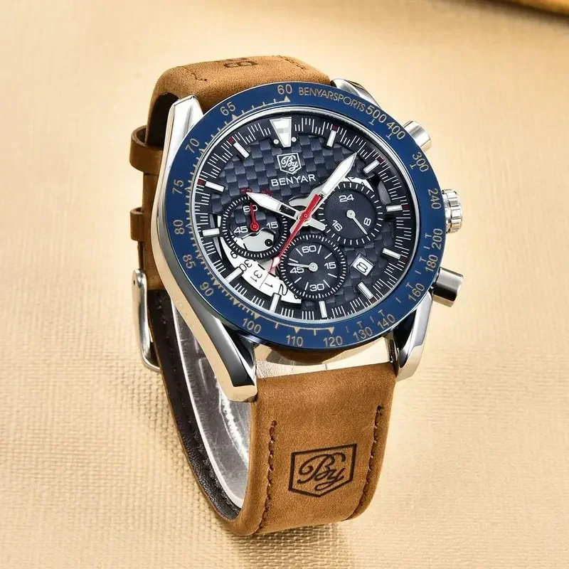 Benyar 2026 Luxury Business Men's Quartz Watch Sports Waterproof Diving Chronometer Watch for MAN Reloj Hombre BY-5120-1 For man