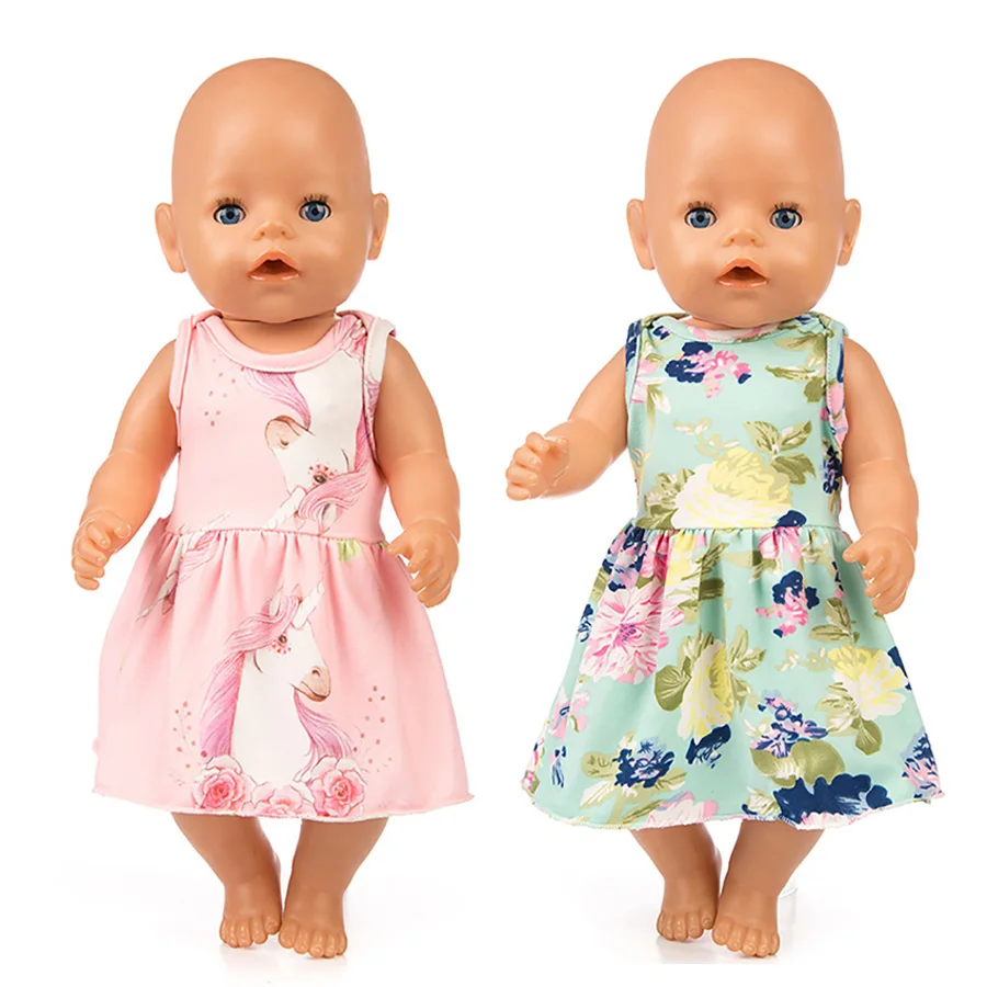 새로운 43cm 생후 아기 인형 옷 드레스 18인치 1/3 BJD 인형 소녀용 미국 인형 옷 어린이 휴일 선물