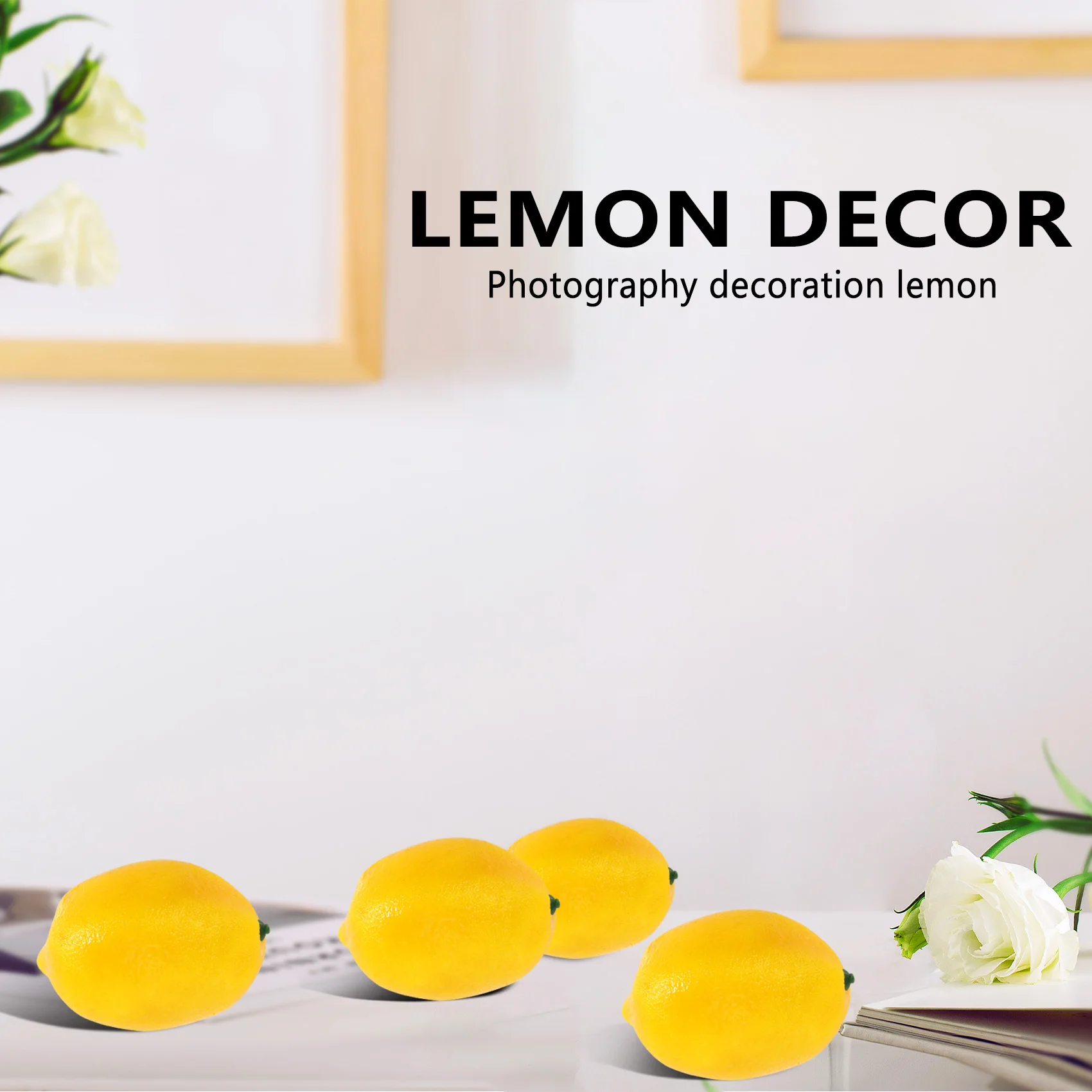 Limones artificiales de imitación, frutas amarillas de 3 pulgadas de largo X 2 pulgadas de ancho, 20 piezas