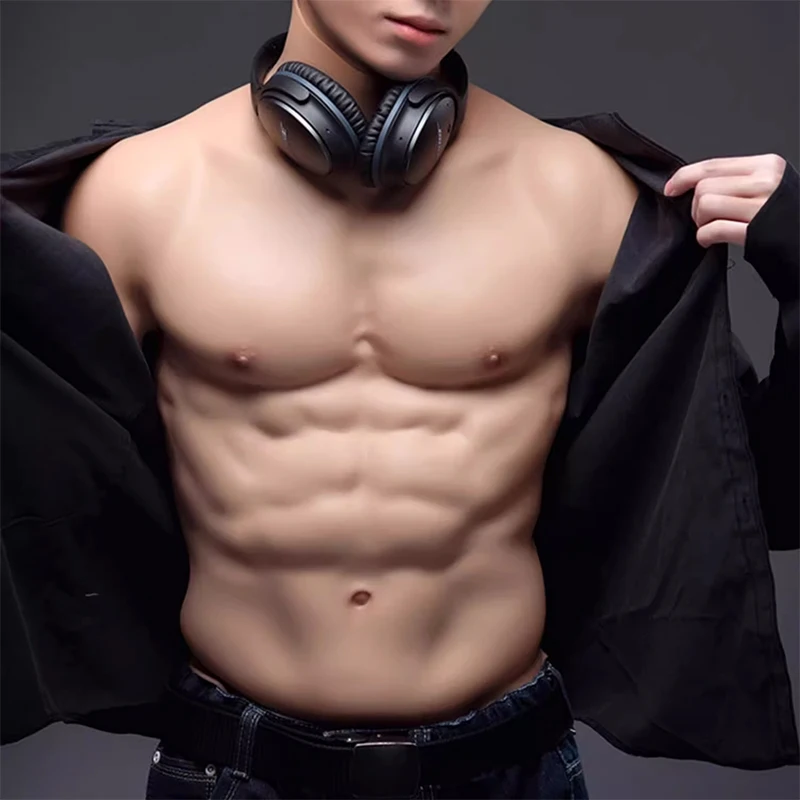 

Sexy Products Cosplay Silicone Muscle Suit for Man Costume Male Fake Chest Bodysuit Realistic Simulation One Piece Dress