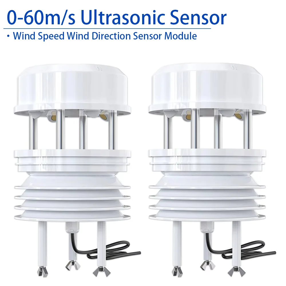 0-60m/s Ultrasonic Wind Speed Wind Direction Sensor Module Weather Stations Transmitter CO2 PM2.5 Illuminance Integrated Monitor