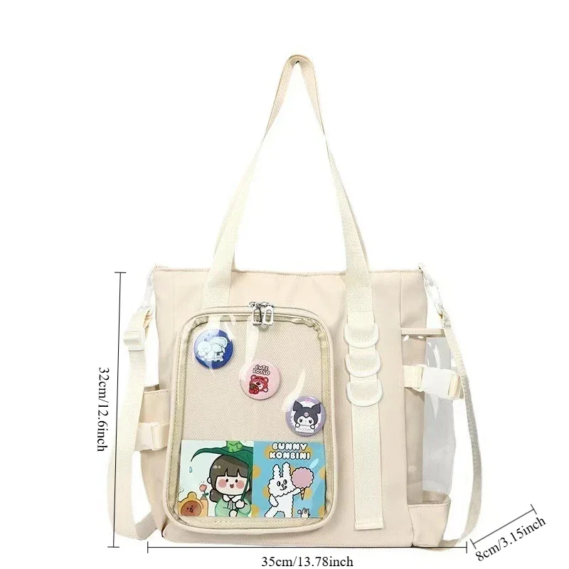 Sac fourre-tout polyvalent décontracté de Style collégial, sac à bandoulière Transparent de Style Ins pour filles, sac à bandoulière de grande capacité pour étudiants sur le Campus