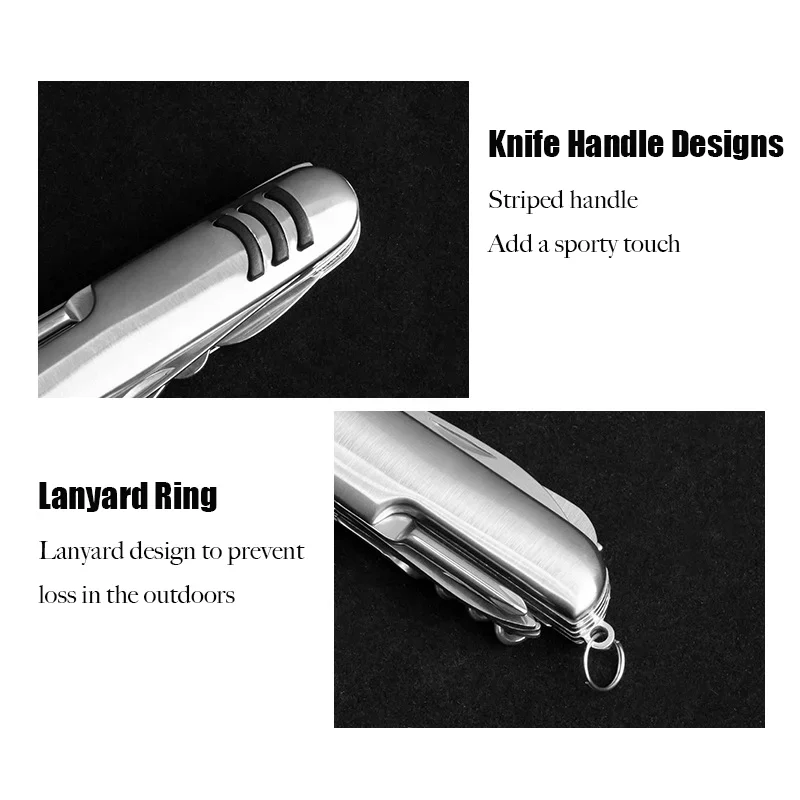 أداة سكين جيب متعددة الوظائف، سكين قابل للطي من الفولاذ المقاوم للصدأ 11 في 1 للتخييم في الهواء الطلق والمشي لمسافات طويلة وأداة متعددة محمولة من Eoc #3