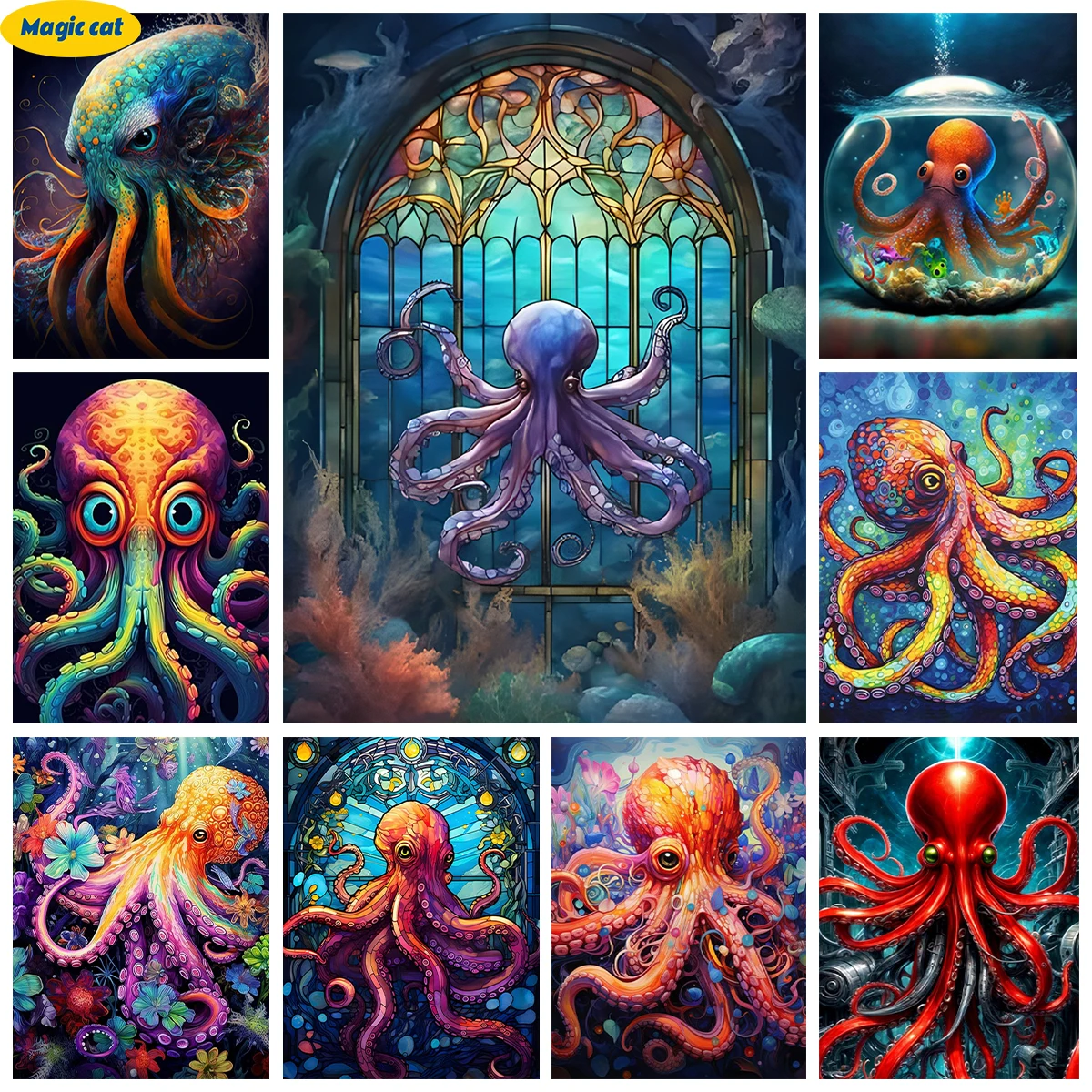 

Octopus 5D Diamond Painting Cartoon Squid Pictures Diy Diamond Embroidery Rhinestone Cross Stitch Children Gift Home Wall Decor