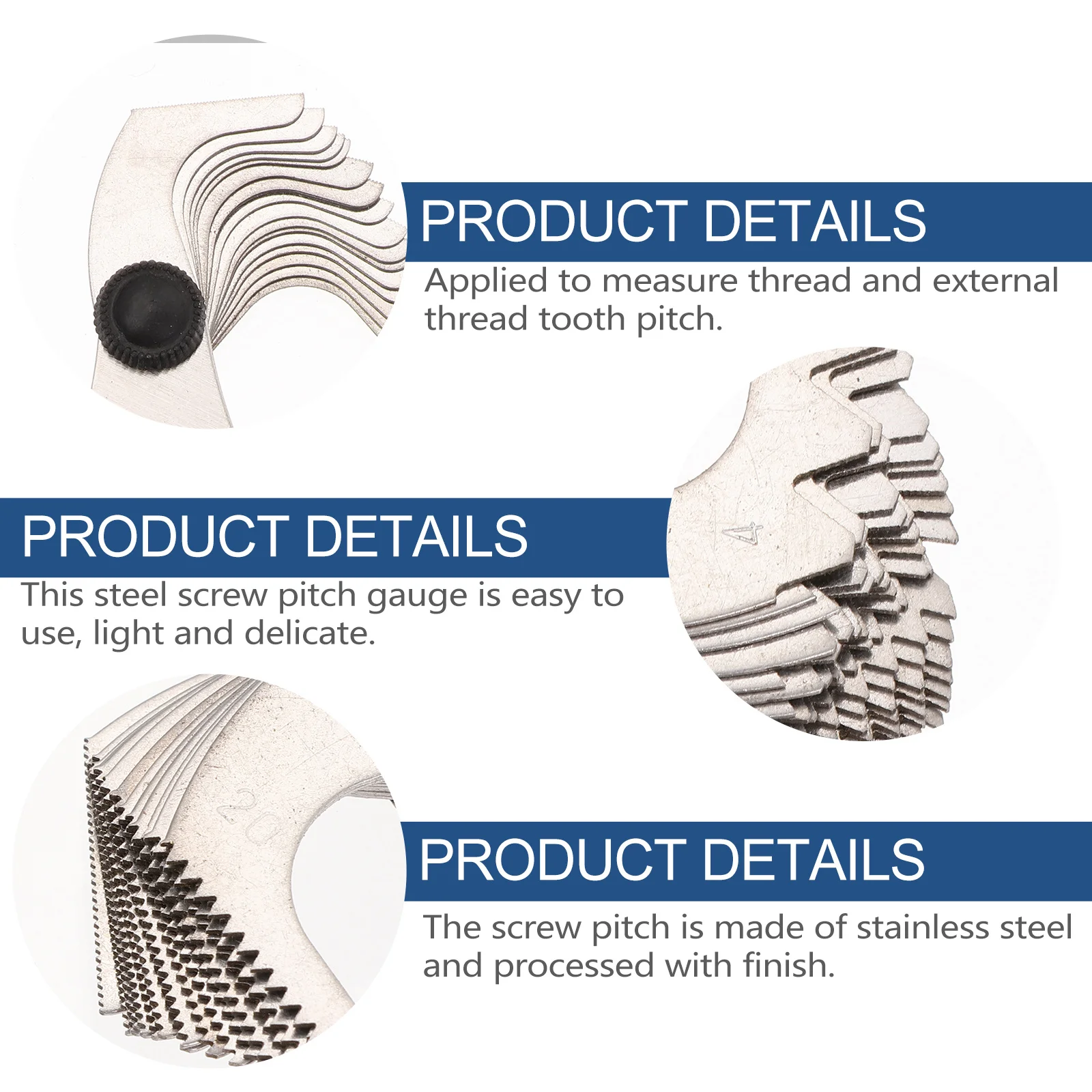 

Thread Measuring Gage Stainless Steel Pitch Measuring Tool for External Thread Tooth Check Screw Gauge with Magnetic Head