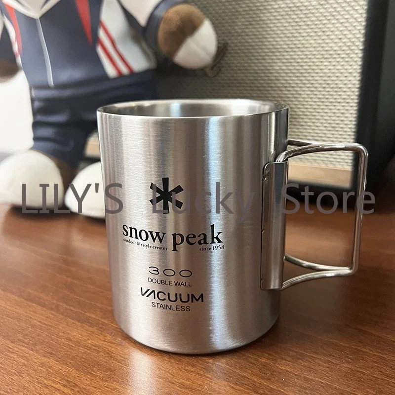 300ML Snow Peak Outdoor Camping Cup Stainless Steel Folding Mug Camping Outdoor Portable Tea Cup Travel Mug Mugs Coffee Bar