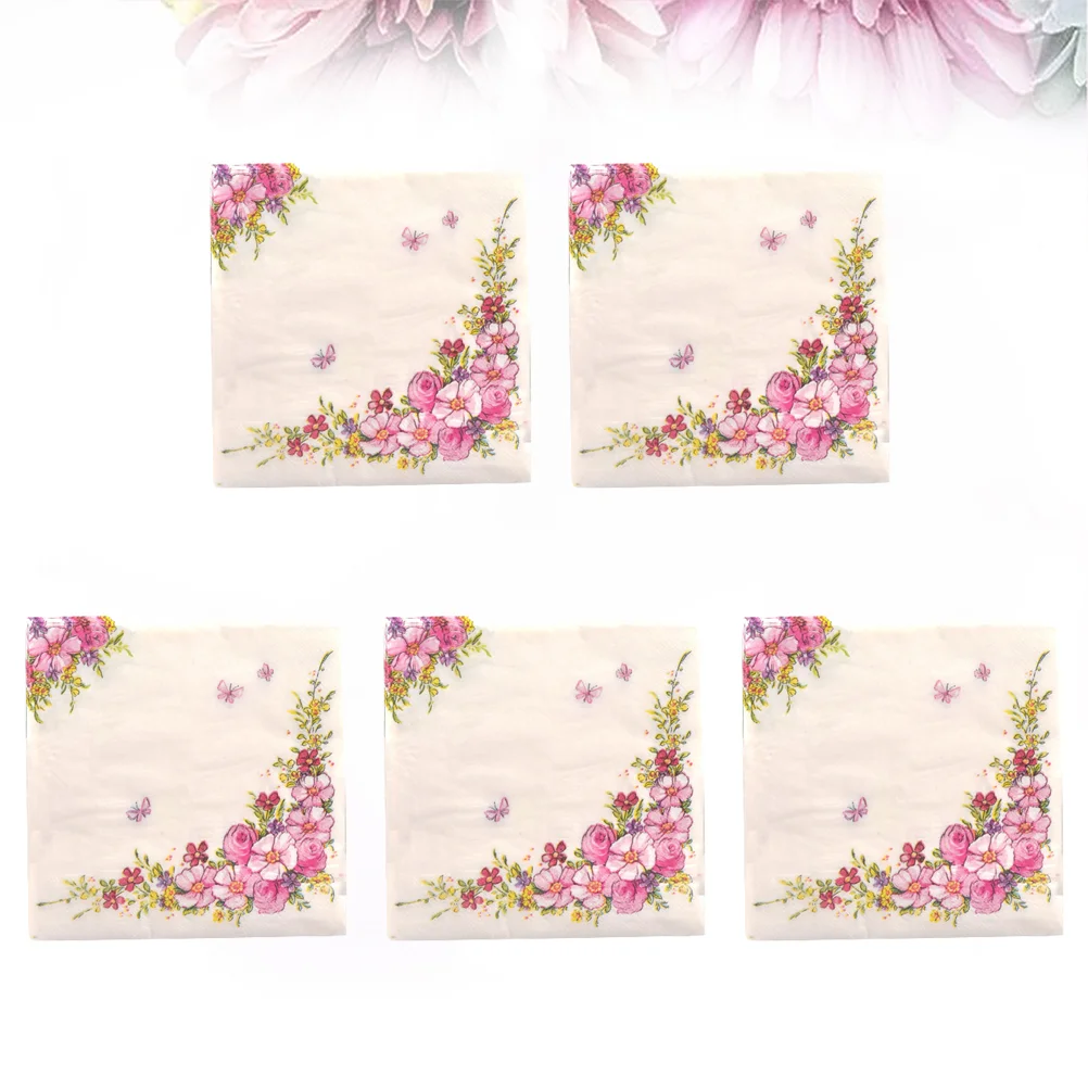 Servilletas con estampado de flores creativas, pañuelos decorativos de papel para cena, suministros para fiestas, servilletas desechables, 100 Uds.