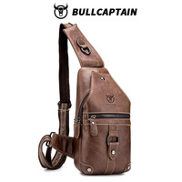 New Genuine Leather Men's Shoulder Crossbody Chest Bag Retro Top Layer Cowhide Large Capacity Soft Leather Small Bag Chest Bag