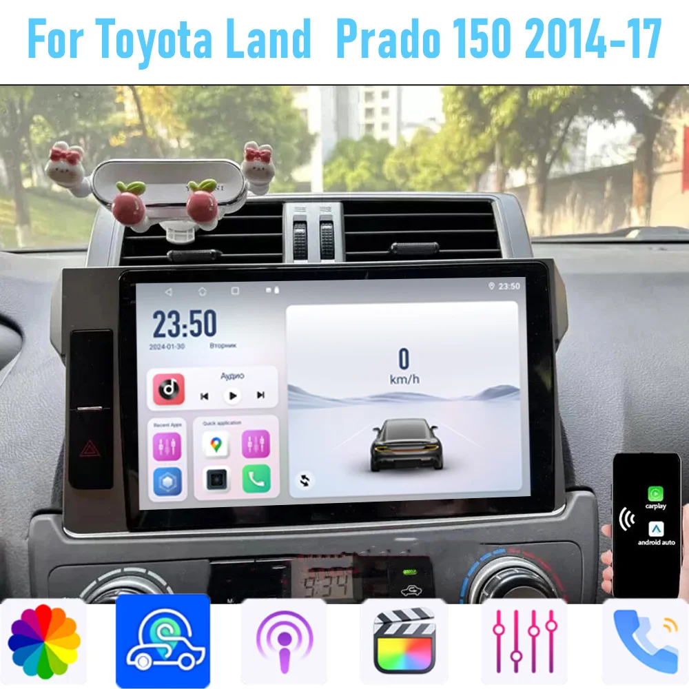 10'' For Toyota Land  Prado12014-17 Car Radio Stereo Wireless Apple Carplay Android 15 Auto GPS Camera Google Map Head Unit WIFI