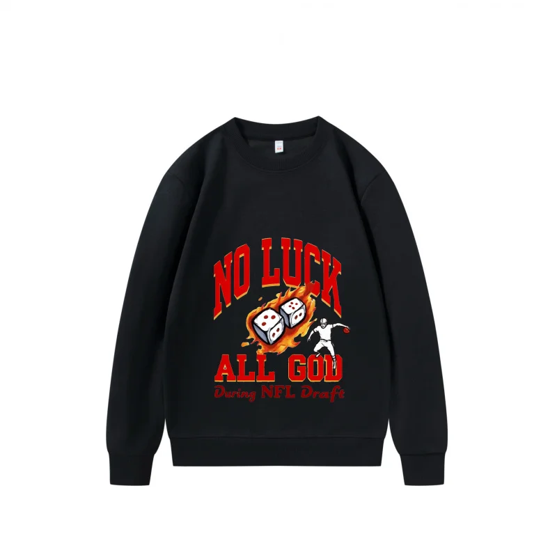Sudadera para hombre No Luck All God During Nfl Drafts Fun Print Tela transpirable