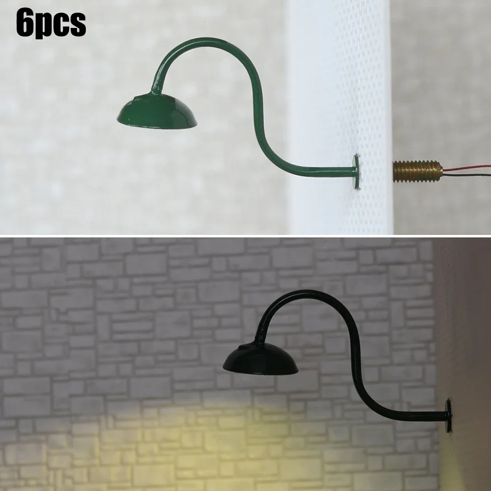 6pcs O Gauge Led Street Wall Lights Model Train Spotlight Railway Lamp Post Street Light Sand Table Model Garden Decor