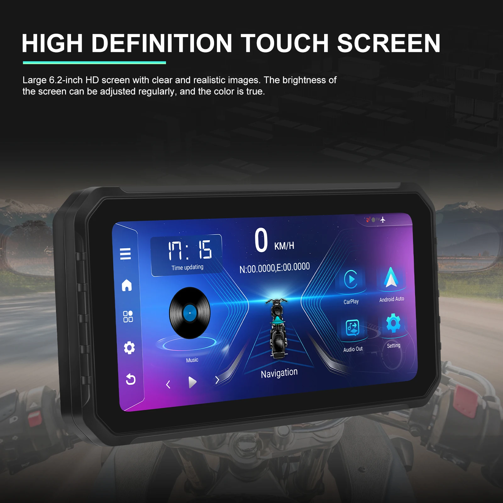 Podofo 6.2 inch Screen 2+32G Android Carplay Portable Smart Player Supports Android Auto With GPS Motorcycle Touch Screen