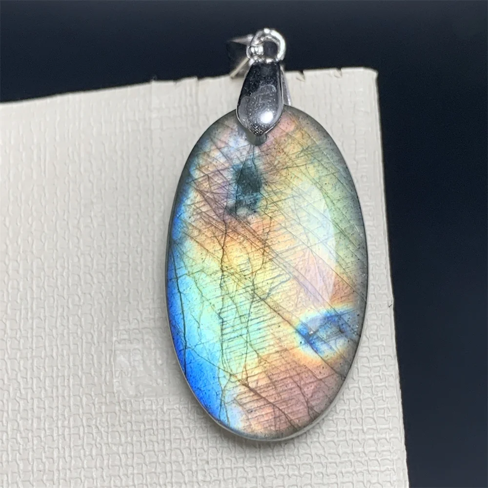 Uglyless Double-face Polished Smooth Labradorite Pendants Women Natural Rainbow Labradorite Blue Light Beads Heart Oval Stones