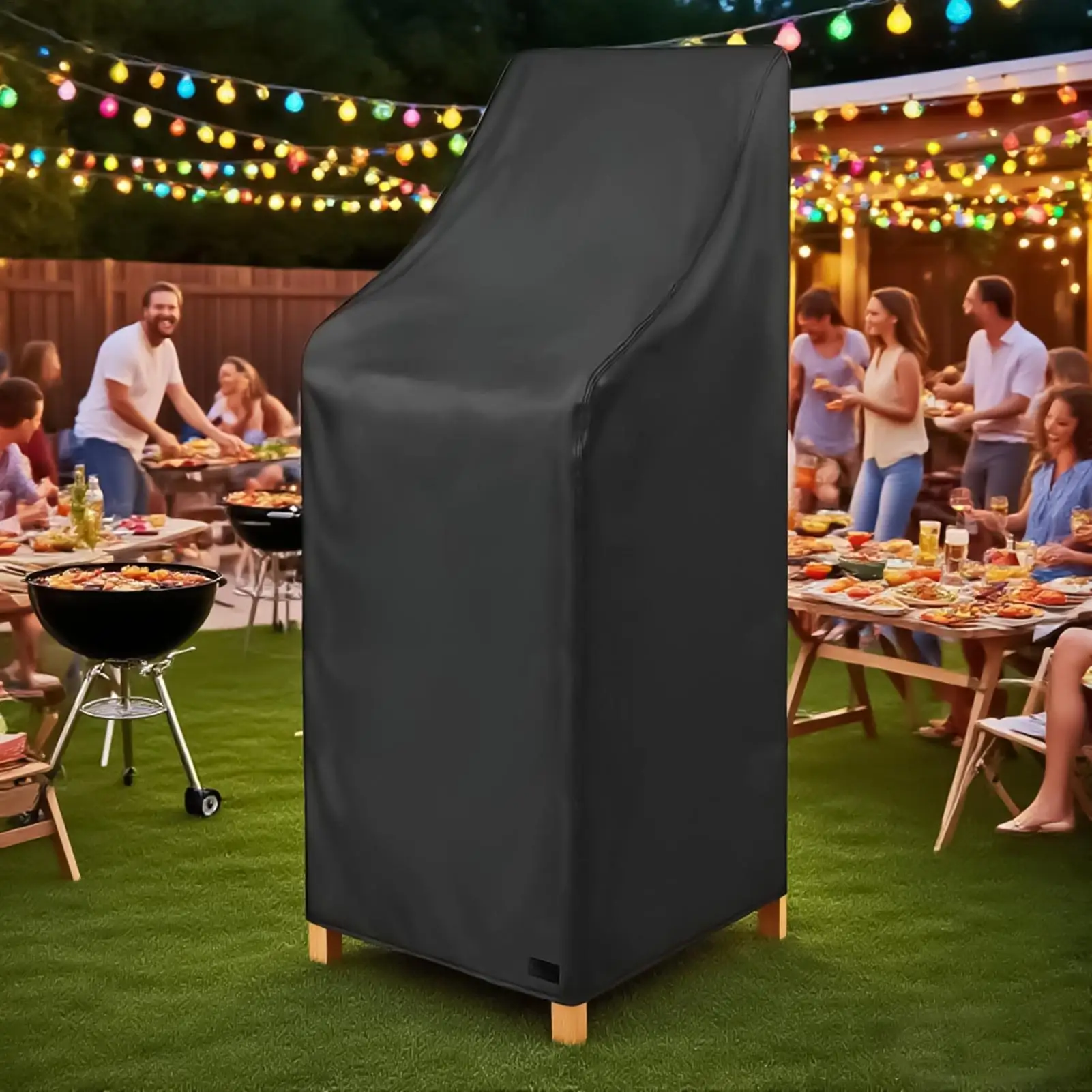 Garden Chair Cover Heavy Duty Waterproof Adjustable Outside Furniture Protection Deck Porch Chair Cover For Balcony Lawn
