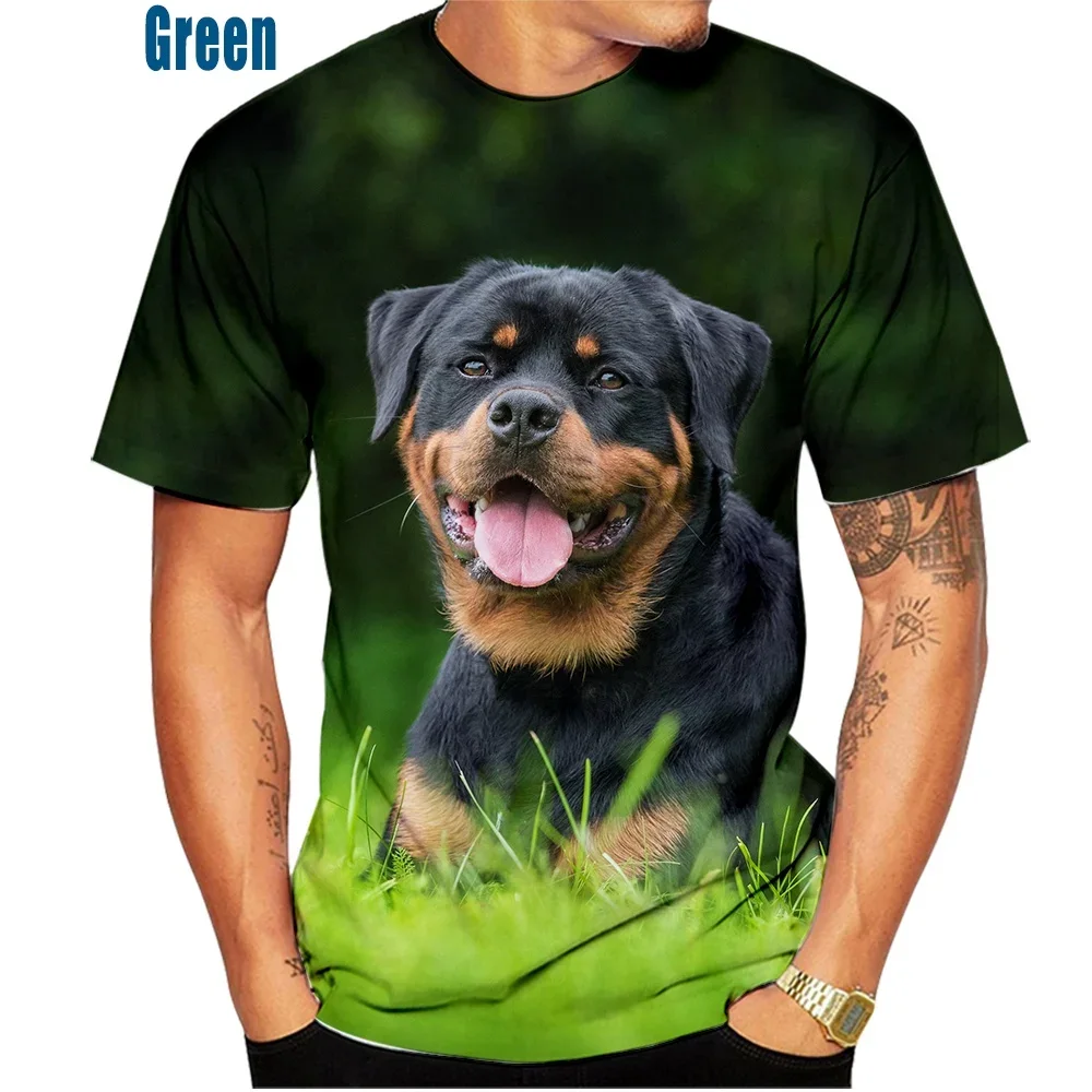 T-shirt casual da uomo nuova camicia a maniche corte per cani da compagnia top stampato Rowena 3D carino e alla moda