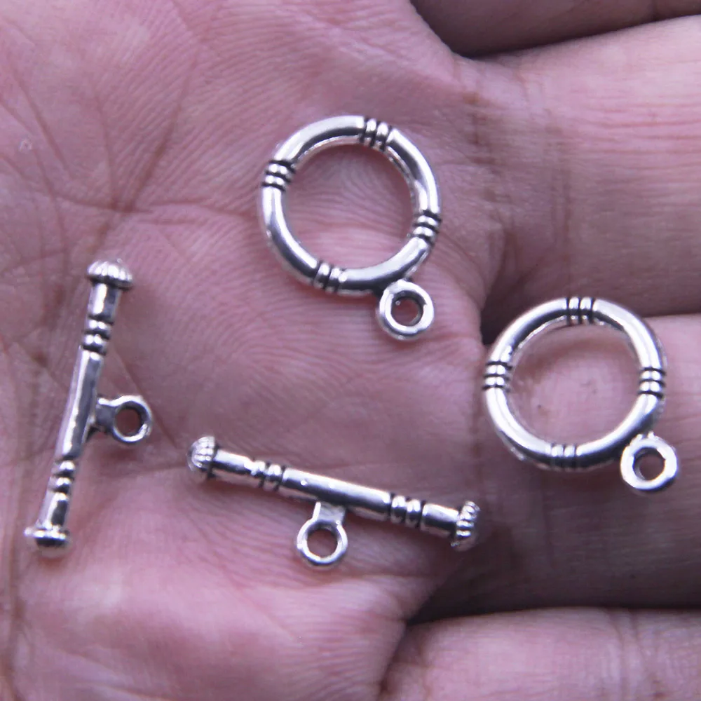 10 Sets klassische Toggle OT-Verschlüsse, silberfarben, für Charms, Armbänder, Schmuck, DIY, 16 x 12 mm – Detail 2