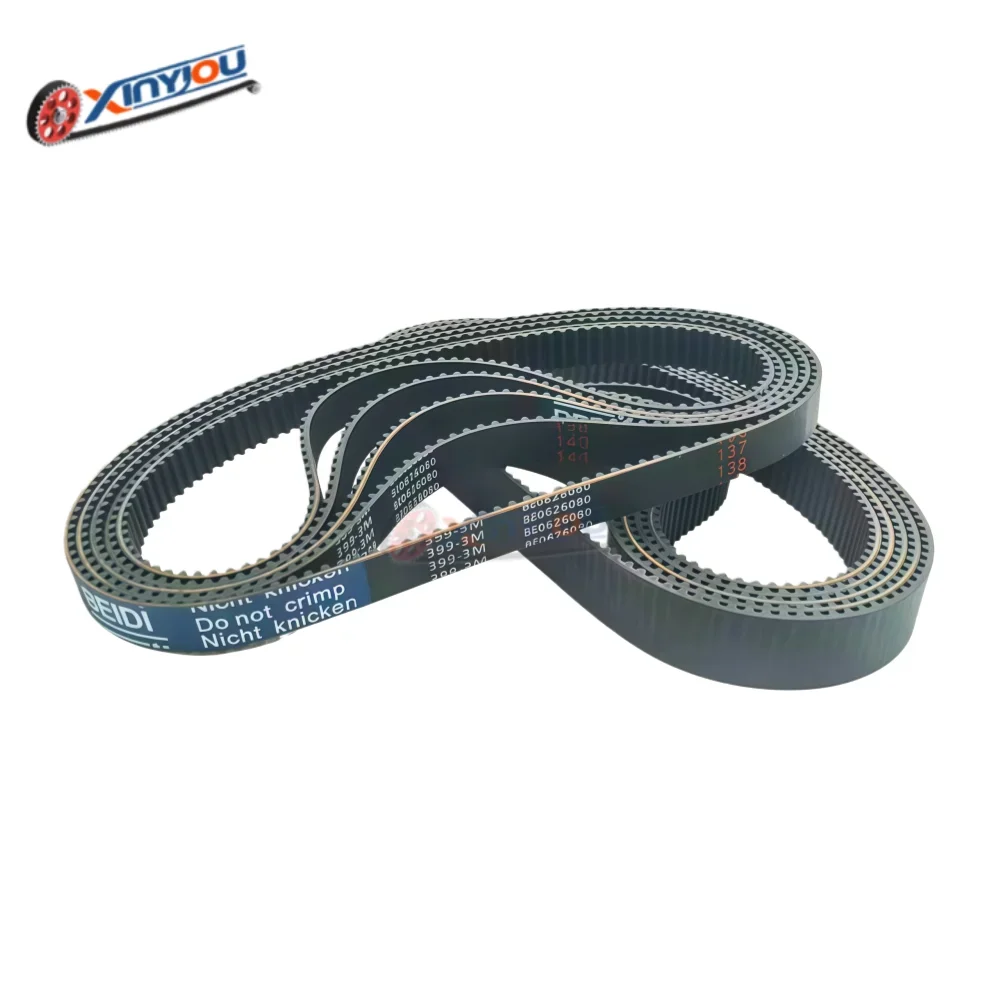 สายพานไทม์มิ่งยาง HTD3M ระยะห่างฟัน 3 มม. ความกว้างสายพาน 6/8/9/10/12/15/18/20 มม. ตัวเลือกความยาว 384~474 มม.