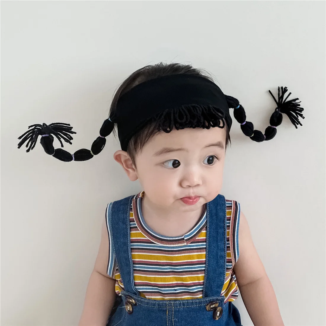 Children\'s Funny Hair Band Personality Trend Headband Korean Wig Braid Hair Accessories Black Super Cute Baby Girl Headwear